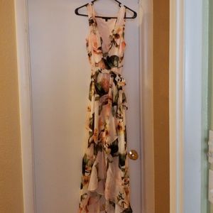 Faux wrap chiffon maxi dress